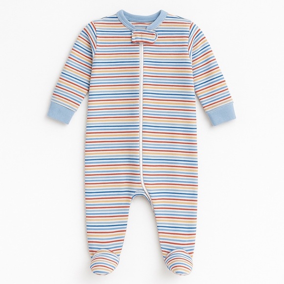 Gerber Baby Striped Zip-Up Footed Sleeper - Picture 1 of 7